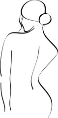 Vector fashion illustration of female body in trendy linear style. Elegant art. For posters, tattoos, lingerie store logos. Hand drawn