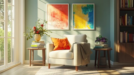 Serene Elderly Living Room with Art and Comfort