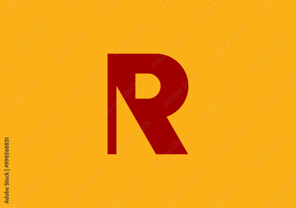 Poster simple mark letter r logo template with up arrow symbol neatly packed in negative space area