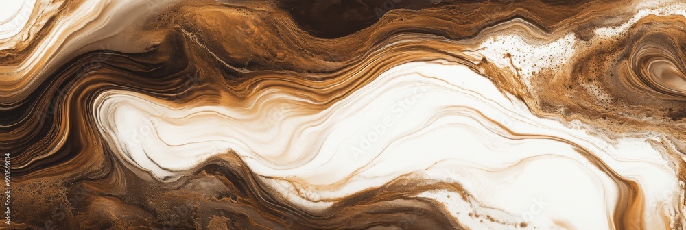 Canvas Prints The rich colors of coffee and cream blend together, forming a stunning marbled abstract pattern with swirling designs. Generative AI