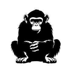 Chimpanzee silhouette  .  black Chimpanzee silhouette. Chimpanzee silhouette vector.