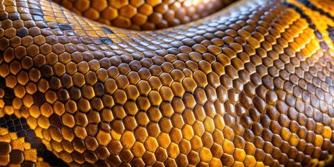 Close up of a python showing scales and texture, reptile, snake, serpent, close-up, wildlife, nature, exotic, pattern