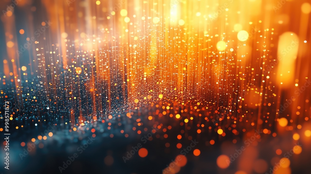 Poster an abstract background featuring vibrant streaks of orange and blue lights, creating a dynamic and e
