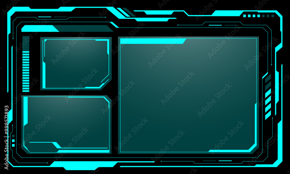 Poster hud frames blue user interface elements design modern technology futuristic control panel screen dig