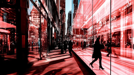 Obraz premium Red Cityscape Reflections