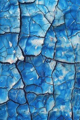 The texture of dried earth with clay and sand is blue in color. Texture background with cracks