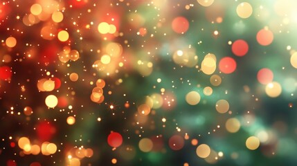 Beautiful Christmas bokeh light background with a mix of red, green, and gold lights, perfect for creating a festive ambiance