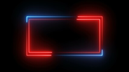 Glowing Neon Rectangle Border Frame Illustration Background.