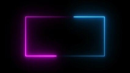 Glowing Neon Rectangle Border Frame Illustration Background.