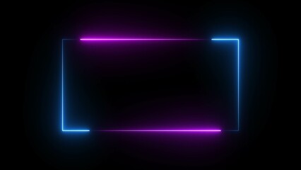 Glowing Neon Rectangle Border Frame Illustration Background.