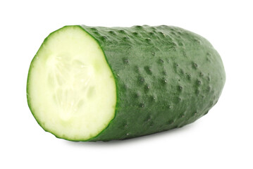 Piece of fresh cucumber isolated on white