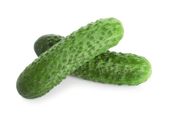 Two whole fresh cucumbers isolated on white