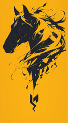 Horse Silhouette Logo on Yellow Background - Powerful and Elegant Design