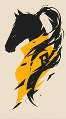 Horse Silhouette Logo on Yellow Background - Powerful and Elegant Design