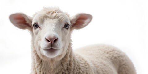 Fototapeta premium Portrait of a sheep on a white background