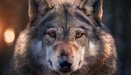 Fototapeta premium Greyscale closeup of an angry wolf with blurred background, wolf, animal, predator, closeup, wildlife, nature, aggressive, angry