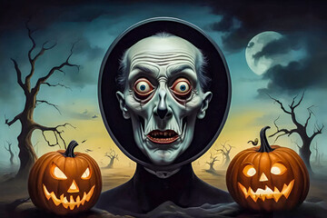 Horror Halloween head Illustration