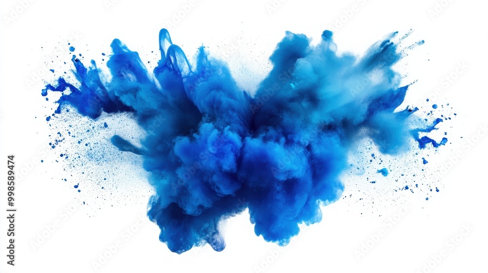 Poster blue color explosion with vibrant, dynamic splashes isolated on a white or transparent background. a