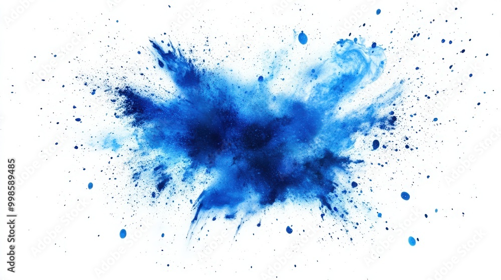 Poster blue color explosion with vibrant, dynamic splashes isolated on a white or transparent background. a