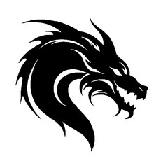 Sign of a black dragon  silhouette vector illustration on a white background