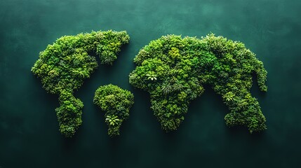 A Green Earth Shaped from Lush Greenery Against a Dark Green Background
