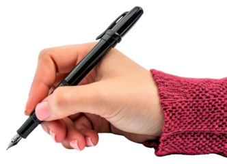 PNG  Female hand with a pen writing white background handwriting.