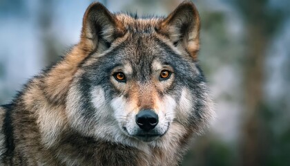 Fototapeta premium Greyscale closeup of an angry wolf with blurred background, wolf, animal, predator, closeup, wildlife, nature, aggressive, angry