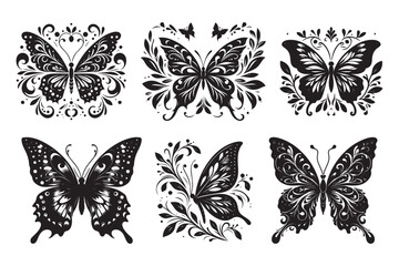 Butterfly silhouette vector illustrations