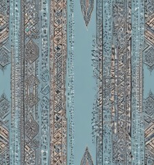 a repeating pattern of geometric shapes and lines in shades of blue, gray, and brown, creating a visually striking and intricate design