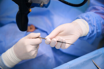 Using a special surgical instrument during an operation