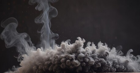 Smoke swirls and swirls, creating a dynamic and ethereal scene against a dark background