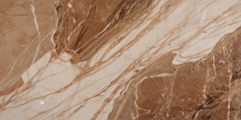 Marble surface with a marbled pattern of light and dark brown hues, featuring a subtle reflection of light on the left side