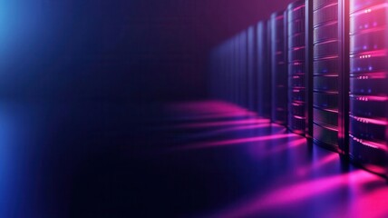 High-tech data center with multiple servers, representing robust healthcare services provider, cybersecurity in medical systems,