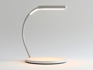 Minimalist Desk Lamp with Sleek Metal Body and Ambient Glow on White Background