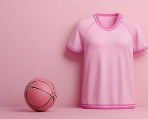 Breast cancer awareness sports event, pink jerseys, 3D illustration