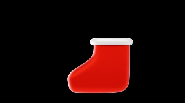 christmas socks 3d animation with transparent background