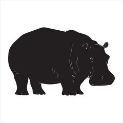 Fototapeta premium rhino on white background cartoon, animal, vector, illustration, mammal, wild, hippo, rhino, wildlife, bear, nature, zoo, hippopotamus, rhinoceros, art, fun, safari, drawing, comic, elephant, animals,