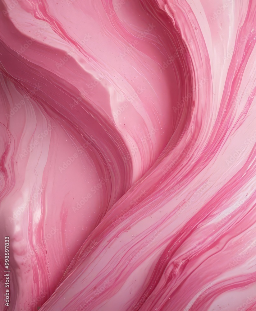 Poster a close-up view pink and white marble-like pattern, with a mix of curved and straight lines creating