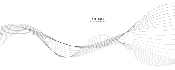 Abstract wave element for design. Digital frequency track equalizer. Stylized line art background. Vector illustration. Wave with lines created using blend tool. Curved wavy line, smooth stripe.