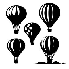 Fototapeta premium flying hot air balloon sillouette set