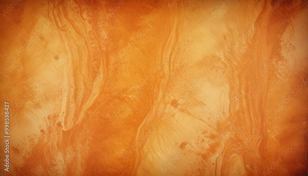 Poster a close-up view textured surface with a marbled pattern of orange and brown hues, resembling the app