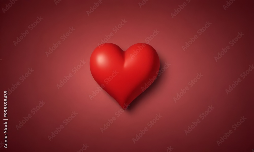 Poster a red heart-shaped object is centered against a deep red background