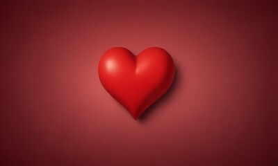 A red heart-shaped object is centered against a deep red background