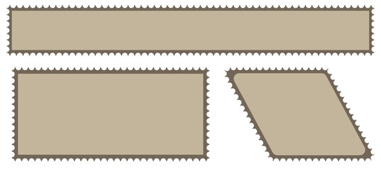 Light Postage Stamps collection. Blank Postage Stamps on gray background. Postage Stamps in flat design