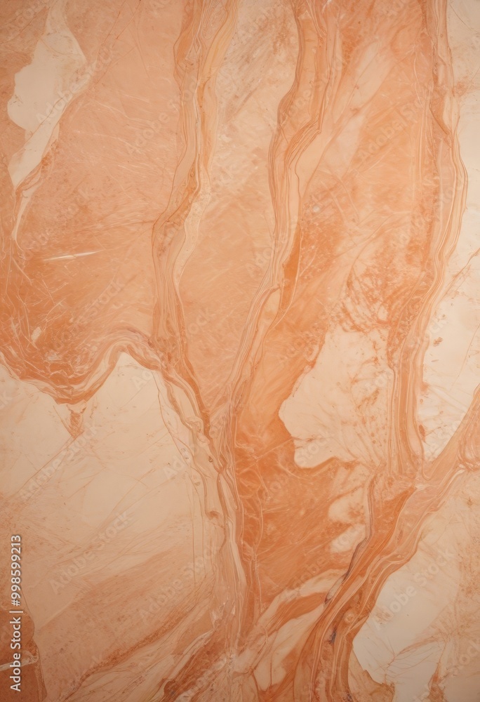 Poster a close-up view marble surface with a marbled pattern in shades of orange and beige
