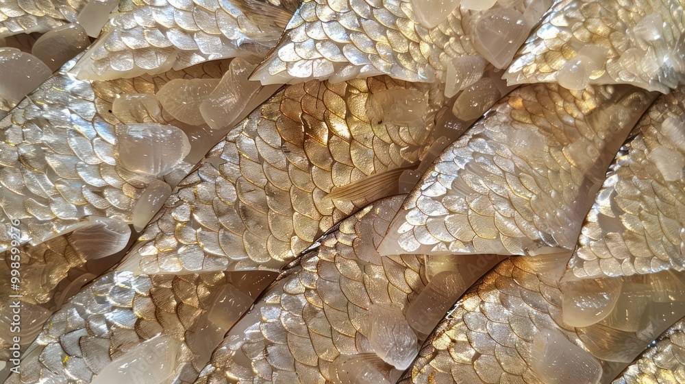 Poster Close-up of dried fish scales with a textured and repeating pattern.