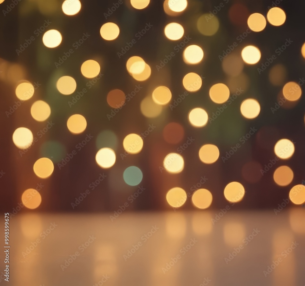 Poster A blurred background with a pattern of glowing, circular lights in various colors, creating a warm and festive atmosphere