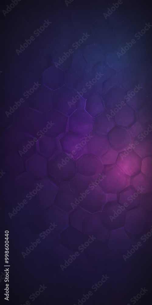 Poster a dark purple and blue abstract pattern composed of hexagonal shapes, creating a visually striking and dynamic composition