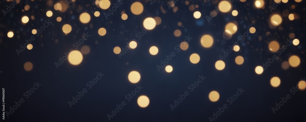 Poster Glowing bokeh lights scattered across a dark background create a captivating and festive atmosphere