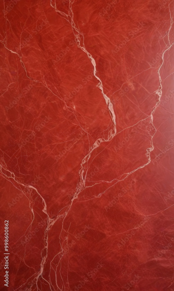 Poster a close-up view red marble surface with a distinctive pattern of white veins running through it